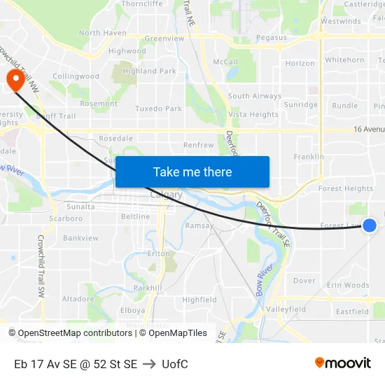 Eb 17 Av SE @ 52 St SE to UofC map