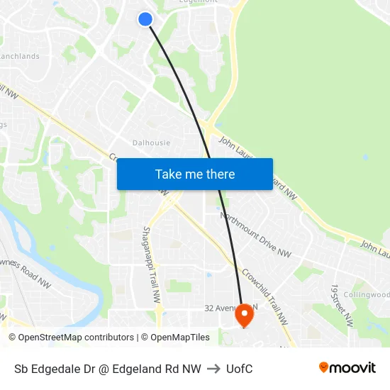 Sb Edgedale Dr @ Edgeland Rd NW to UofC map