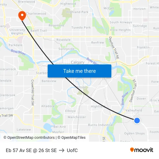 Eb 57 Av SE @ 26 St SE to UofC map