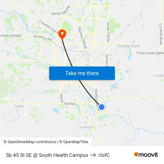 Sb 45 St SE @ South Health Campus to UofC map
