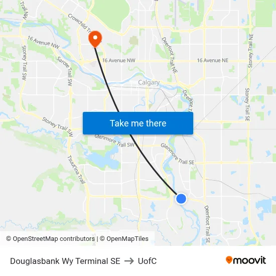 Douglasbank Wy Terminal SE to UofC map