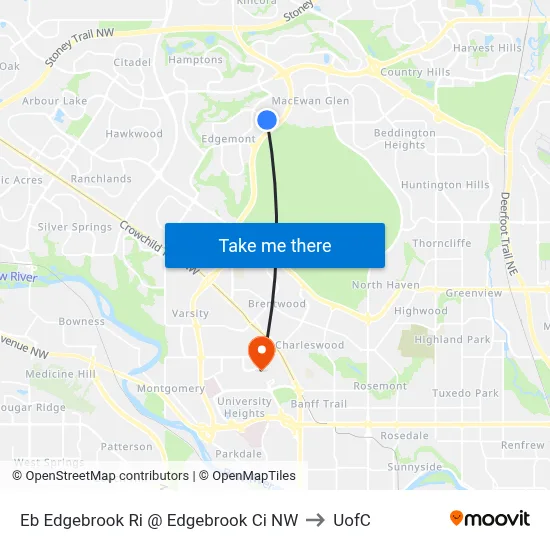 Eb  Edgebrook Ri @ Edgebrook Ci NW to UofC map