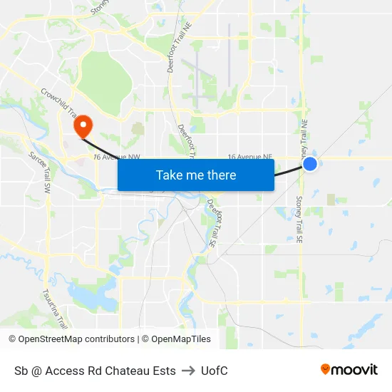 Sb @ Access Rd Chateau Ests to UofC map