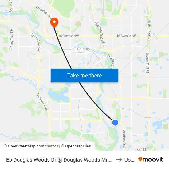 Eb Douglas Woods Dr @ Douglas Woods Mr SE to UofC map