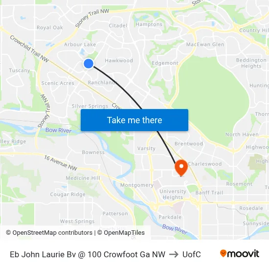 Eb John Laurie Bv @ 100 Crowfoot Ga NW to UofC map