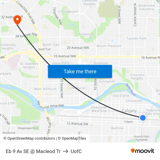 Eb 9 Av SE @ Macleod Tr to UofC map
