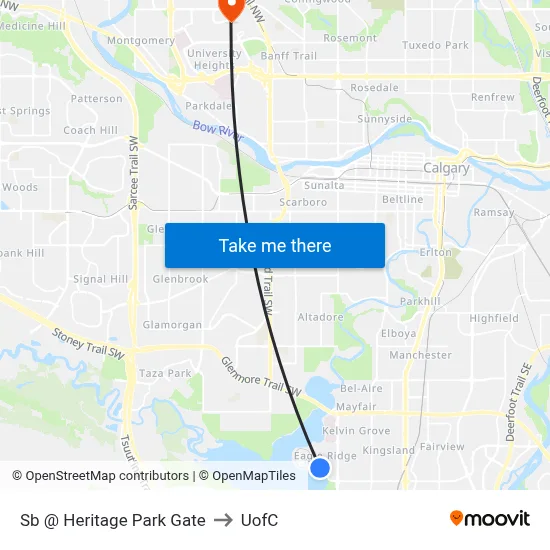 Sb @ Heritage Park Gate to UofC map