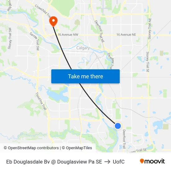 Eb Douglasdale Bv @ Douglasview Pa SE to UofC map