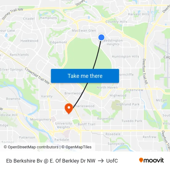 Eb Berkshire Bv @ E. Of Berkley Dr NW to UofC map