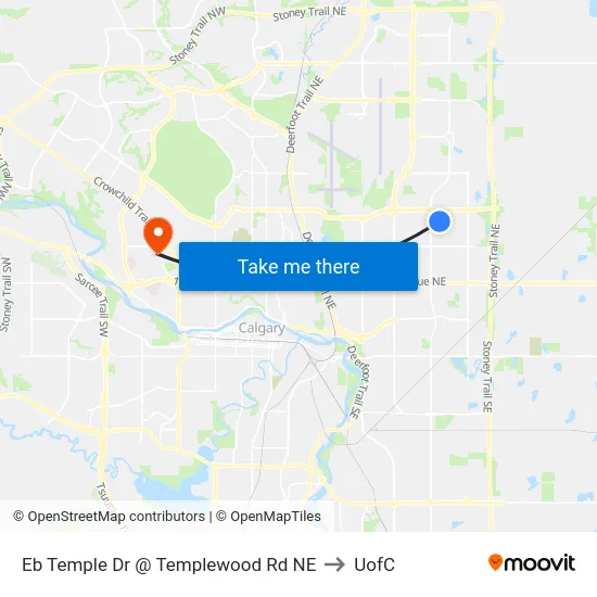 Eb Temple Dr @ Templewood Rd NE to UofC map