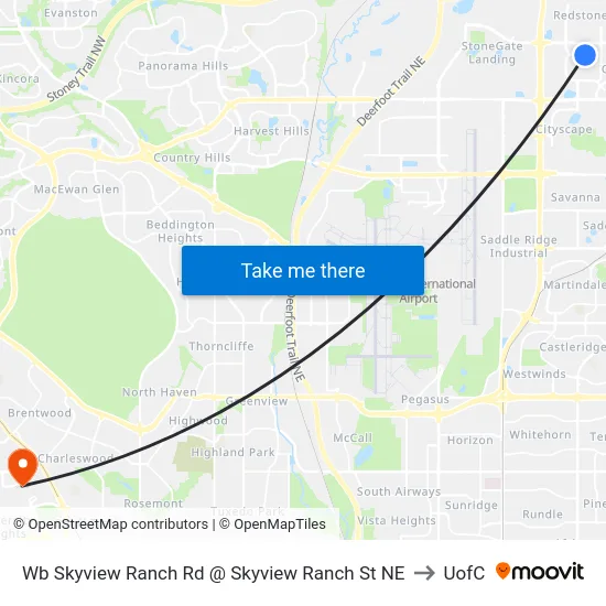 Wb Skyview Ranch Rd @ Skyview Ranch St NE to UofC map