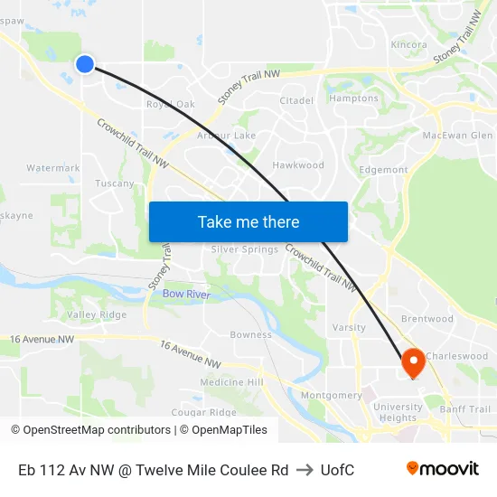 Eb 112 Av NW @ Twelve Mile Coulee  Rd to UofC map