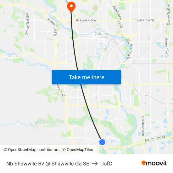 Nb Shawville Bv @ Shawville Ga SE to UofC map
