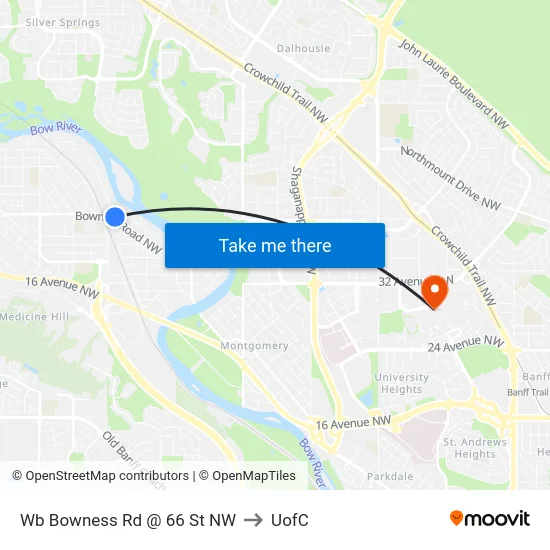 Wb Bowness Rd @  66 St NW to UofC map