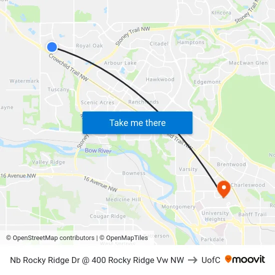 Nb Rocky Ridge Dr @ 400 Rocky Ridge  Vw NW to UofC map