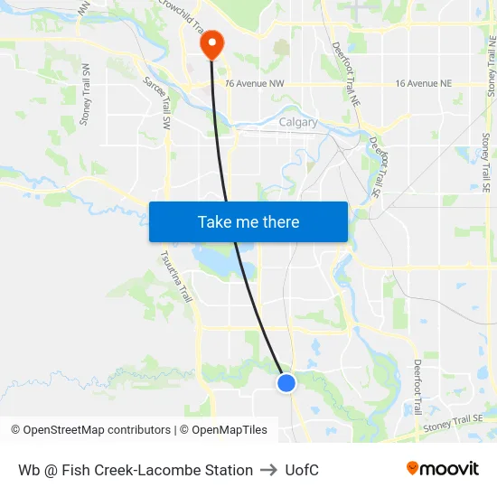 Wb @ Fish Creek-Lacombe Station to UofC map