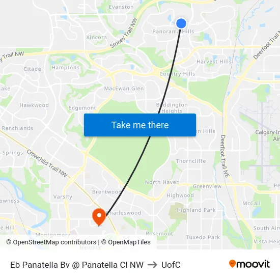 Eb Panatella Bv @ Panatella Cl NW to UofC map
