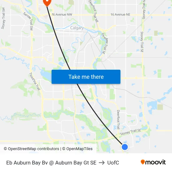 Eb Auburn Bay Bv @ Auburn Bay Gt SE to UofC map