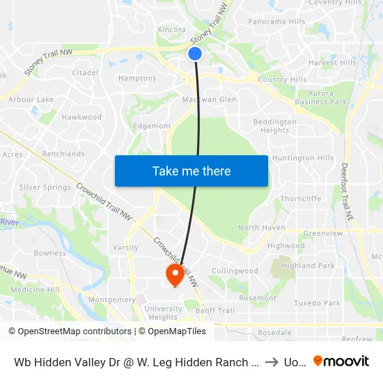 Wb Hidden Valley Dr @ W. Leg Hidden Ranch Cr NW to UofC map
