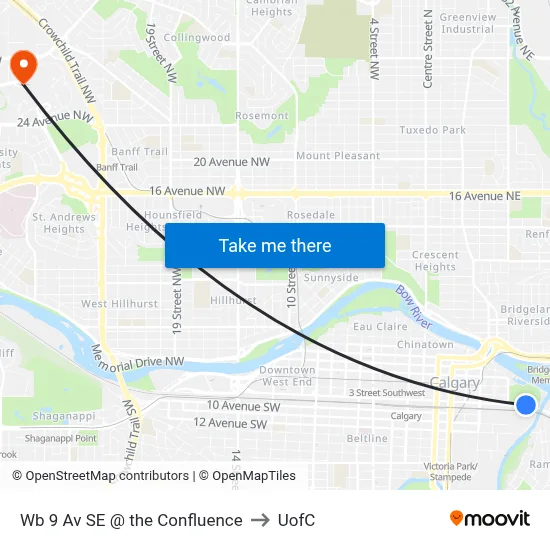 Wb 9 Av SE @ the Confluence to UofC map