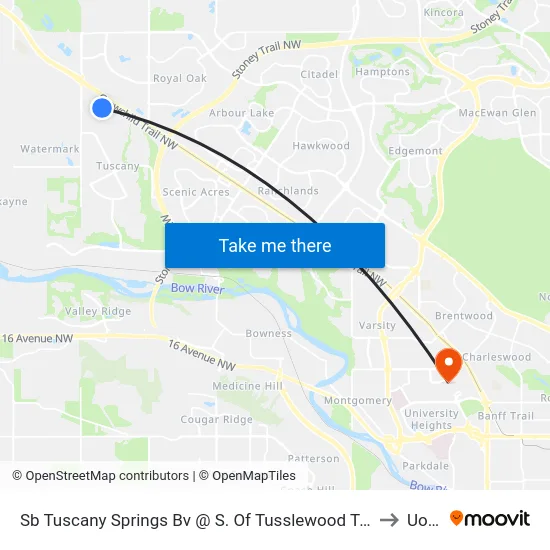Sb Tuscany Springs Bv @  S. Of  Tusslewood Tc NW to UofC map