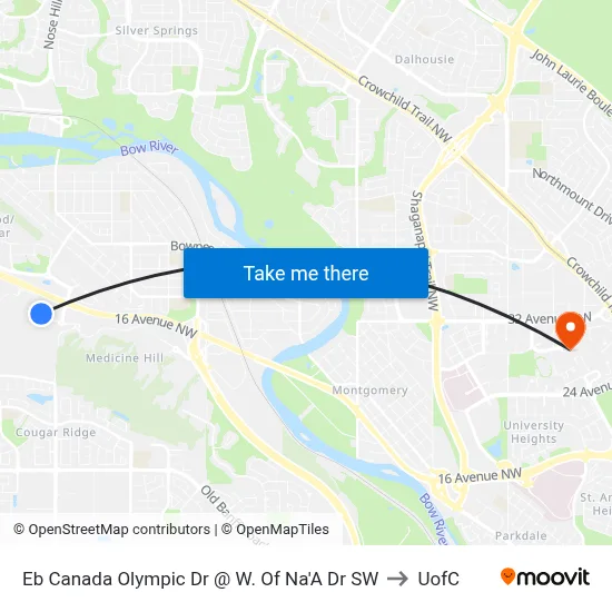 Eb Canada Olympic Dr @ W. Of Na'A Dr SW to UofC map
