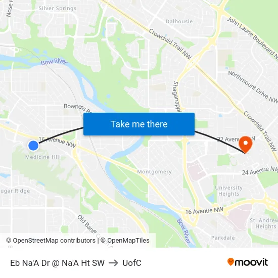 Eb Na'A Dr @ Na'A Ht SW to UofC map