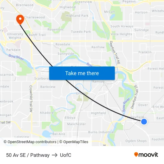 50 Av SE / Pathway to UofC map