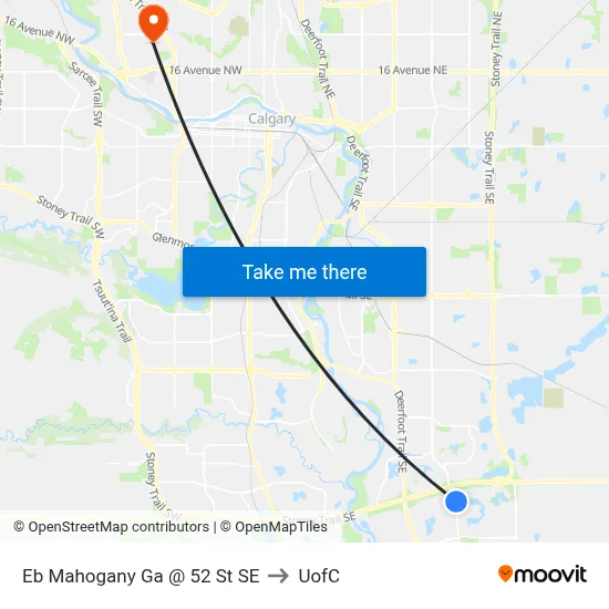 Eb Mahogany Ga @ 52 St SE to UofC map