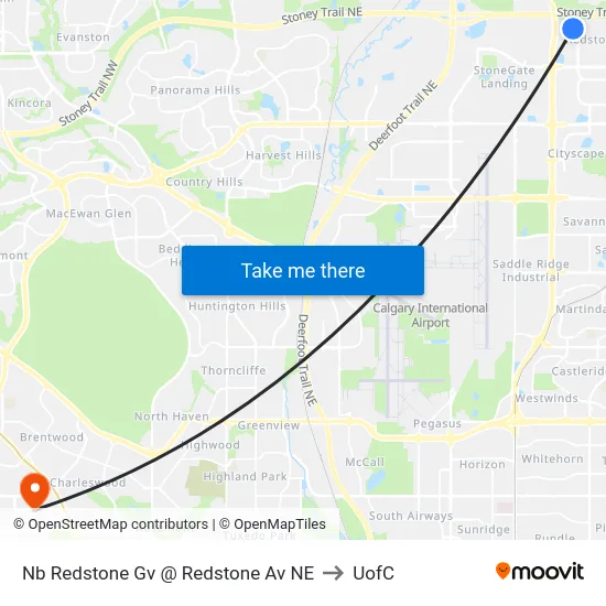 Nb  Redstone Gv @  Redstone Av NE to UofC map