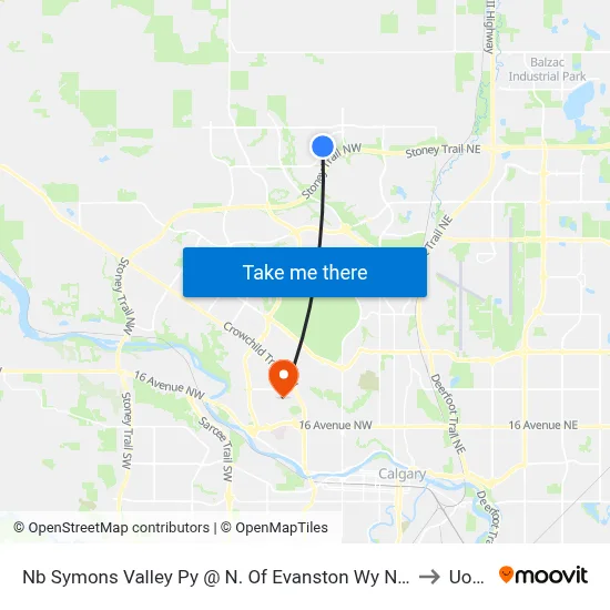 Nb Symons Valley Py @ N. Of Evanston Wy NW to UofC map