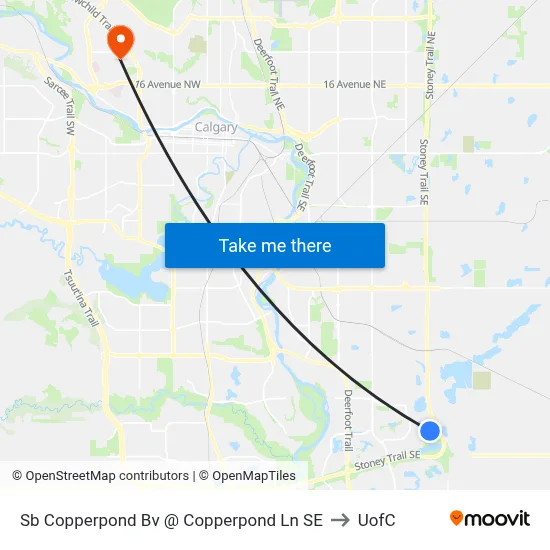 Sb Copperpond Bv @ Copperpond Ln SE to UofC map