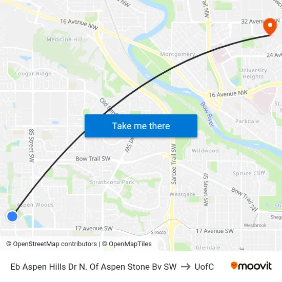 Eb Aspen Hills Dr N. Of Aspen Stone Bv SW to UofC map