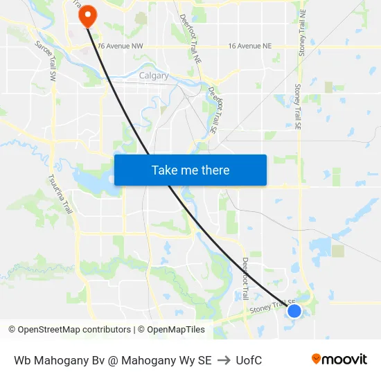 Wb Mahogany Bv @ Mahogany Wy SE to UofC map