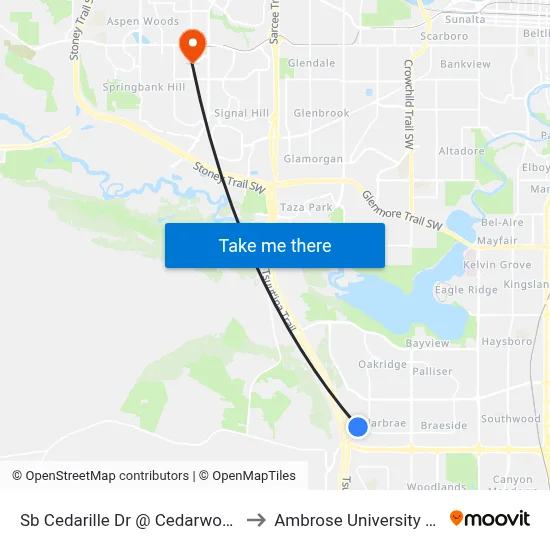 Sb Cedarille Dr @ Cedarwood Hl SW to Ambrose University College map