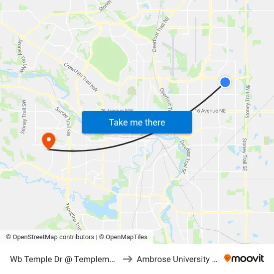 Wb Temple Dr @ Templemont Dr NE to Ambrose University College map