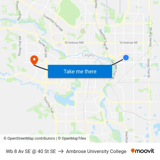 Wb 8 Av SE @ 40 St SE to Ambrose University College map