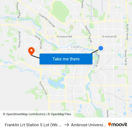 Franklin Lrt Station S Lot (Wb Radcliffe Dr Se) to Ambrose University College map
