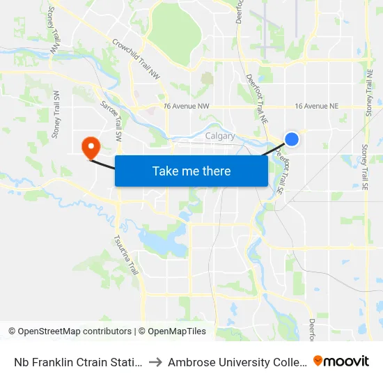 Nb Franklin Ctrain Station to Ambrose University College map