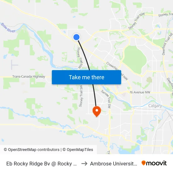 Eb Rocky Ridge Bv @ Rocky Ridge Dr NW to Ambrose University College map