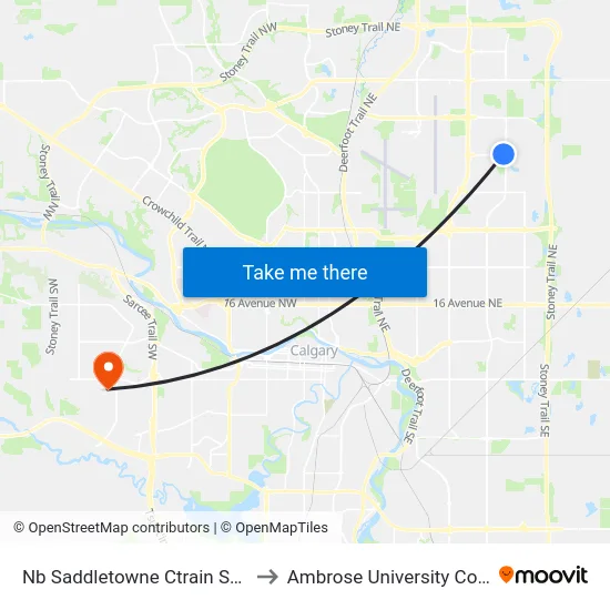 Nb Saddletowne Ctrain Station to Ambrose University College map
