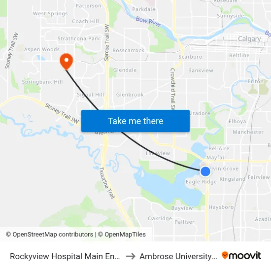 Rockyview Hospital Main Entrance (Nb) to Ambrose University College map