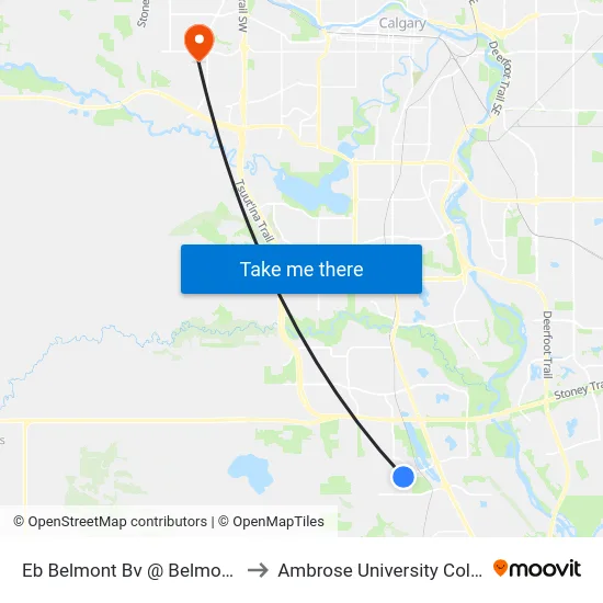 Eb Belmont Bv @ Belmont Dr to Ambrose University College map