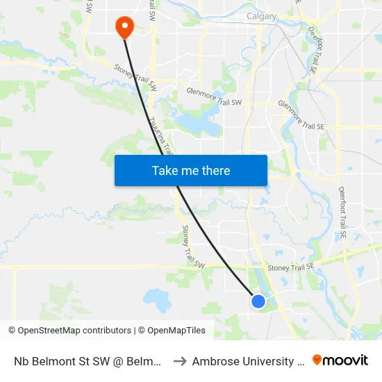 Nb Belmont St SW @ Belmont Bv SW to Ambrose University College map