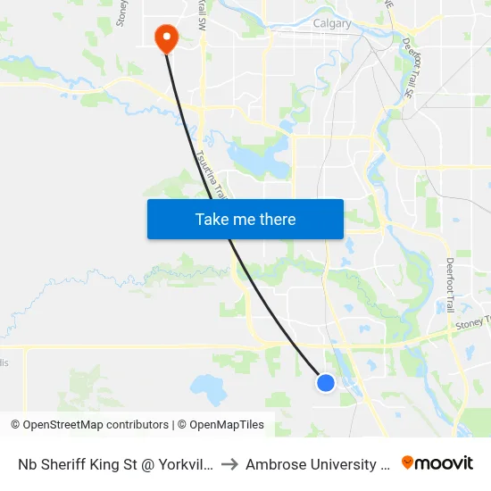 Nb Sheriff King St @ Yorkville Av SW to Ambrose University College map