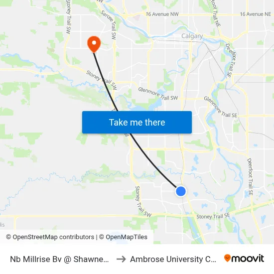 Nb Millrise Bv @   Shawnessy Bv to Ambrose University College map