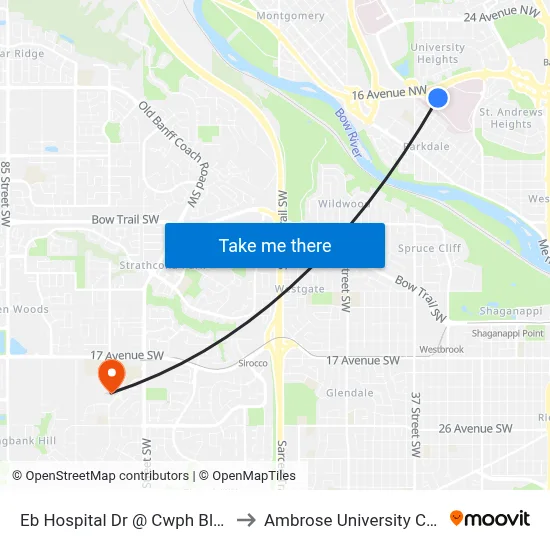 Eb Hospital Dr @ Cwph Bldg NW to Ambrose University College map