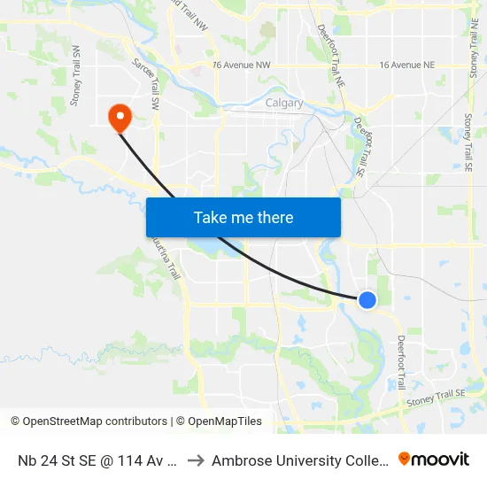 Nb 24 St SE @ 114 Av SE to Ambrose University College map
