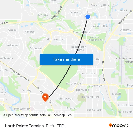 North Pointe Terminal E to EEEL map