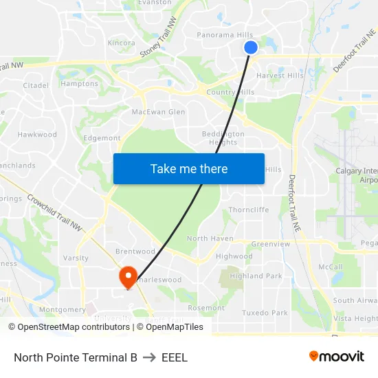 North Pointe Terminal B to EEEL map